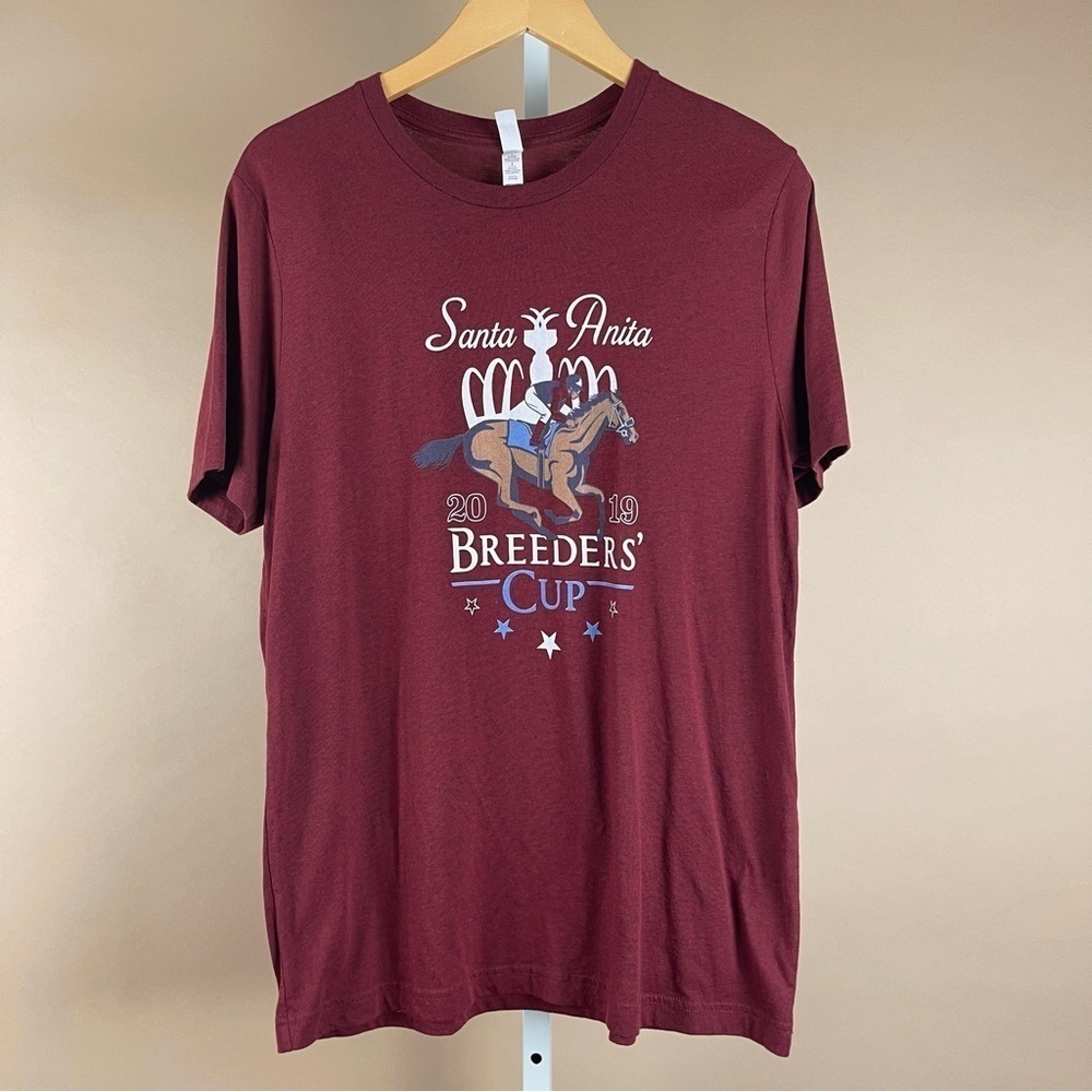 Bella Canvas Santa Anita Large 2019 Breeder's Cup Maroon Graphic Tee Shirt